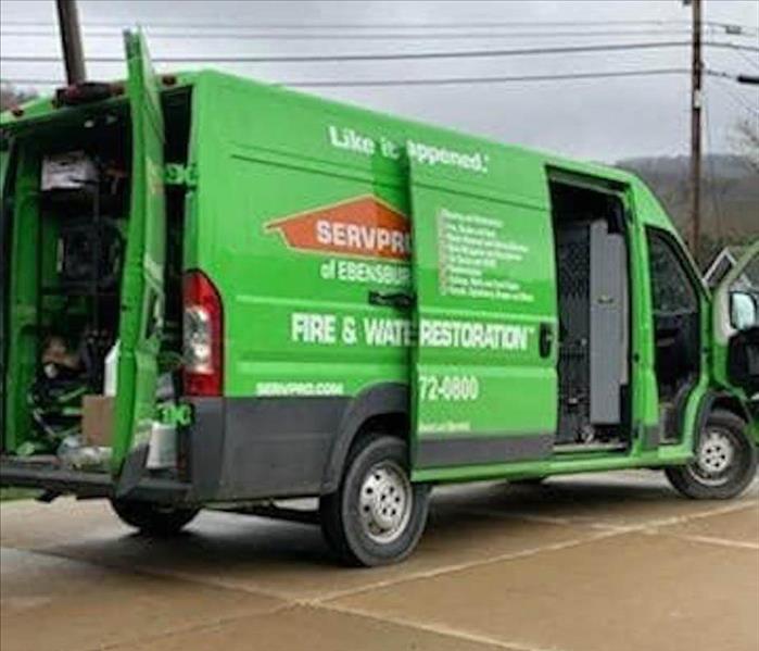 SERVPRO truck loaded for a job. 
