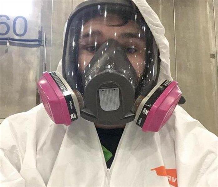 PPE on a SERVPRO employee in the warehouse